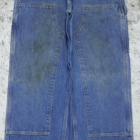 Vintage Carhartt B73 DST Faded Blue Jeans Denim Double Knee Carpenter Pant 33x34 - Picture 4 of 16